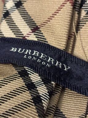 Burberry Black and Beige Logo Trim Scarf